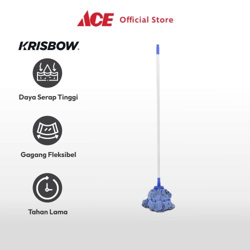 iNstansday- Ace - Krisbow Alat Pel Bergagang 120 Cm - Biru Pelan Dengan Gagang Pel Lantai Serbaguna