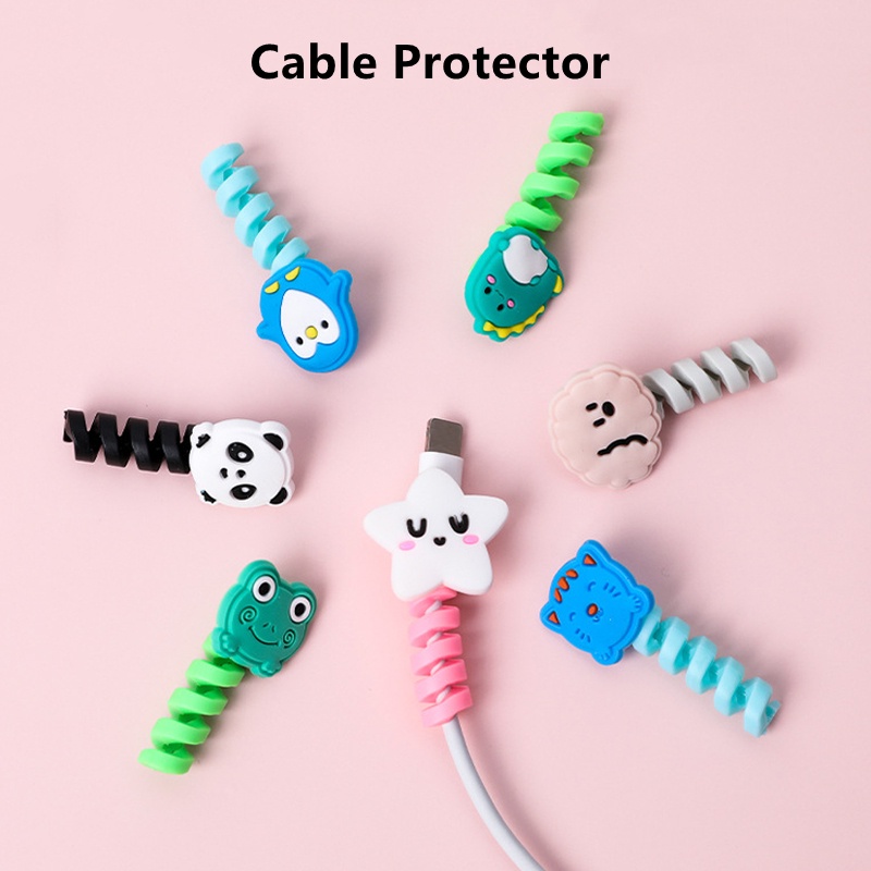 Mini Kreatif Kartun Anti Putus Pelindung Kabel Data Portabel Lucu Universal High Quality Elastis Silicone Charging Cable Winder