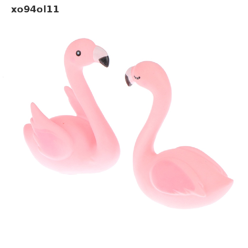 Xo 1pasang Flamingo Pink Hiasan Kue Cake Topper Dekorasi Pesta Ulang Tahun Pernikahan Dessert Hadiah Hari Ibu Hawaii Party Decor Ornament OL