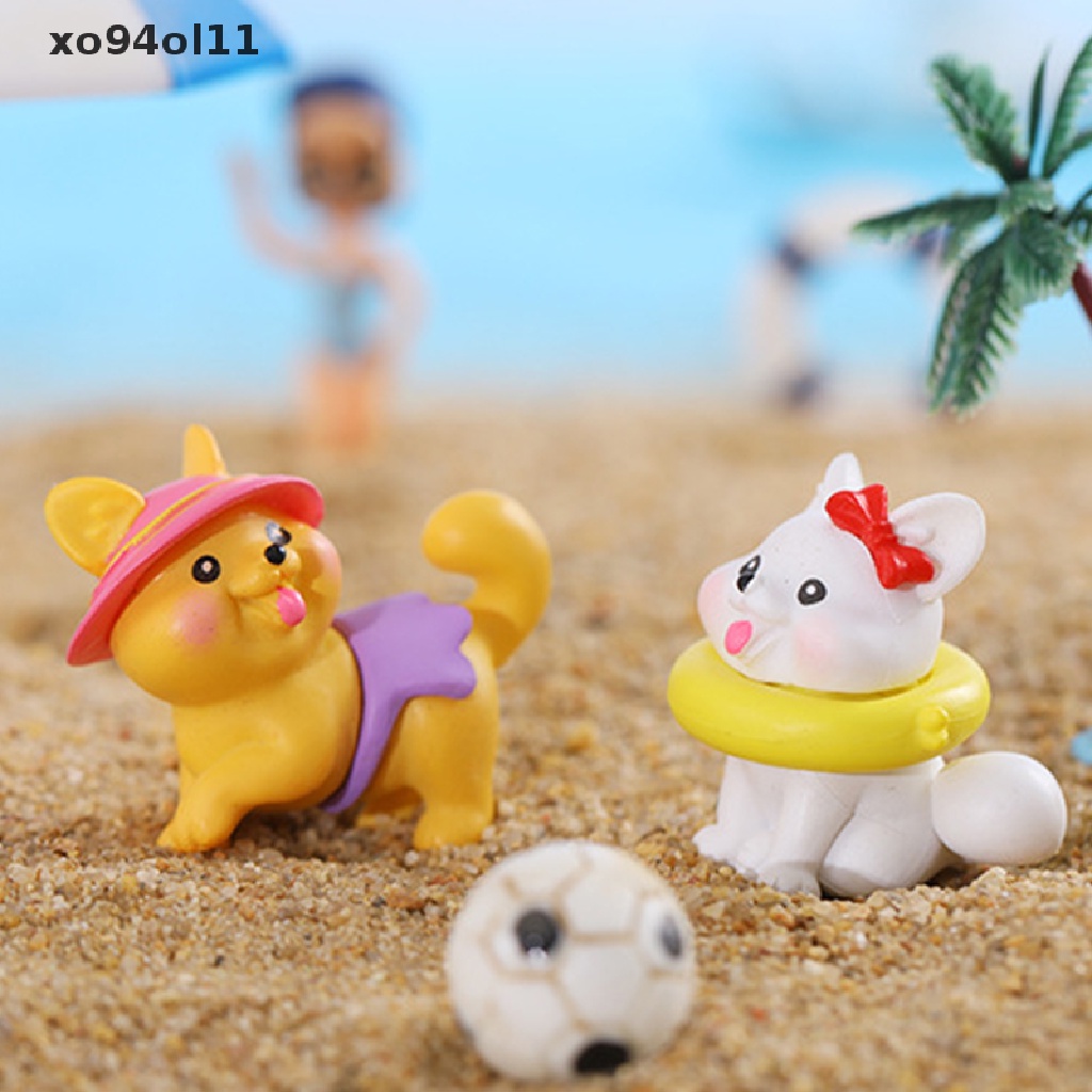 Xo Kreatif Miniatur Anjing Pantai Miniatur Pot Bunga Dekorasi Rumah Boneka Hewan Lucu Kartun Resin Decor Ornamen OL