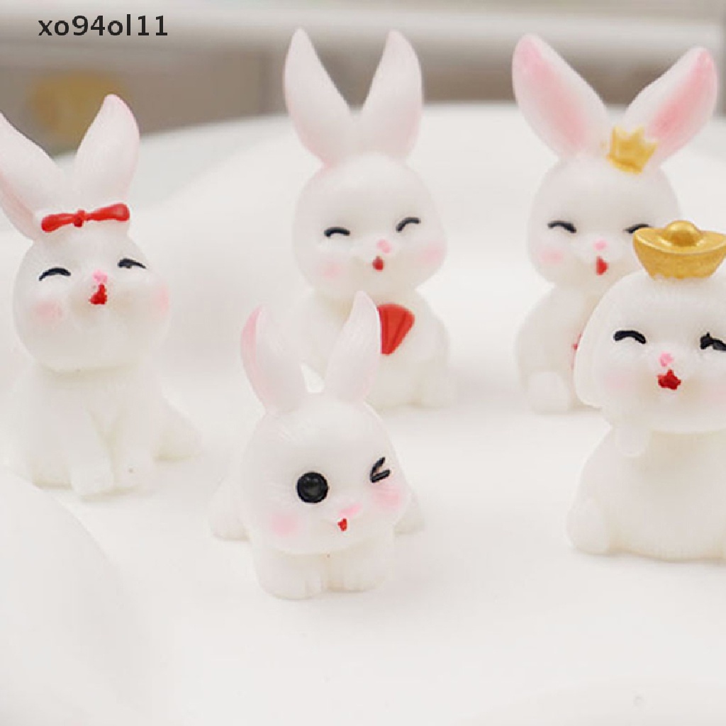 Xo 10Pcs Lucu Mini Luminous Resin Bunnies Ornamen Miniatur Angka Kelinci Micro OL