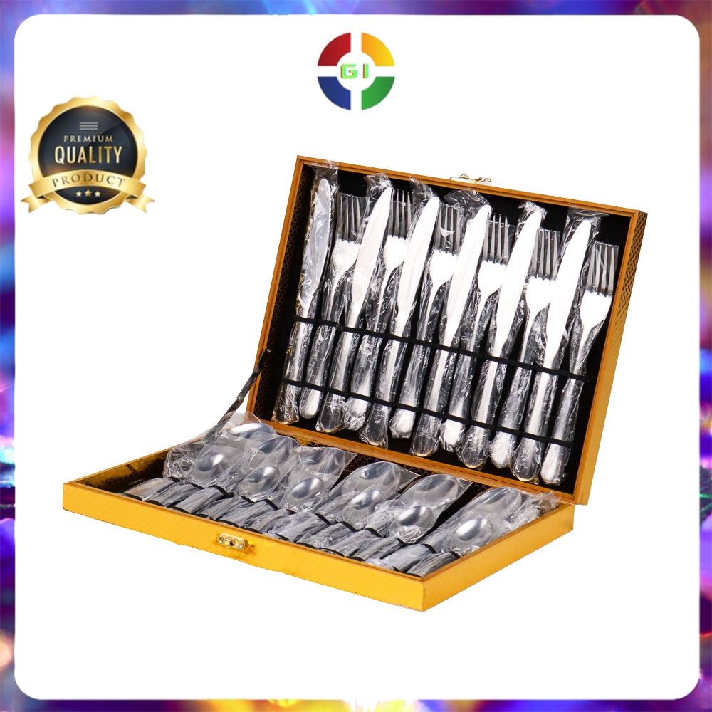 Perlengkapan Makan Sendok Garpu Pisau 1 Set 24PCS Stainless