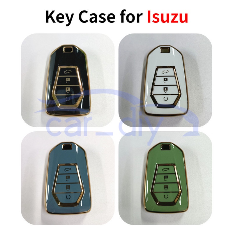 Tpu Key Case Cover Remote Mobil Fob Dengan Gantungan Kunci Untuk Isuzu New DMAX D-MAX MUX MU-X Luxury Gold Edge Edition Pelindung Shell