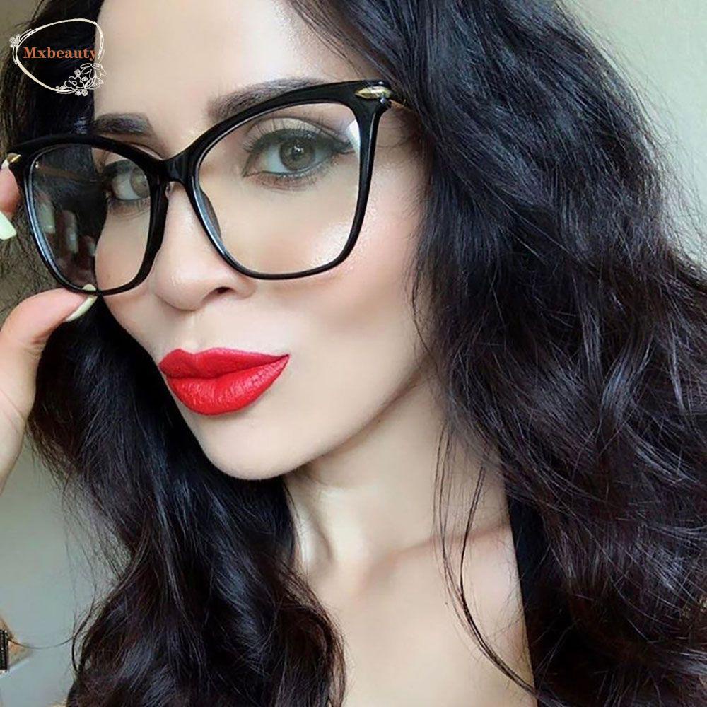 Mxbeauty Kacamata Cat Eye Spectacles Lensa Bening Transparan Kacamata Wanita Anti Blue Light Pria Eyeglasses Optical Glasses