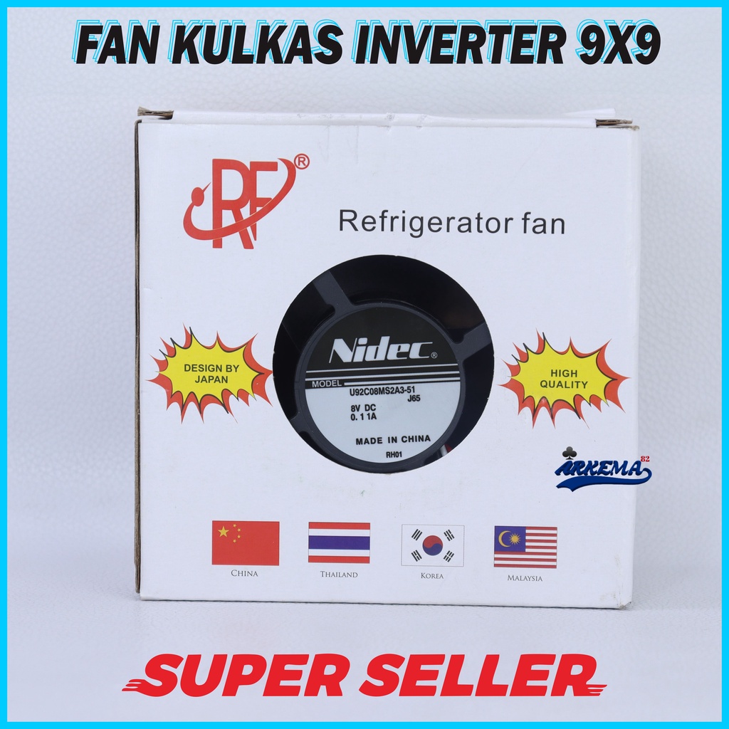 FAN KOTAK SANYO INVENTER DC 8V 9X9 NIDEC | MOTOR FAN KULKAS DC 8V | DINAMO FAN KULKAS  8 VOLT - ARKEMA