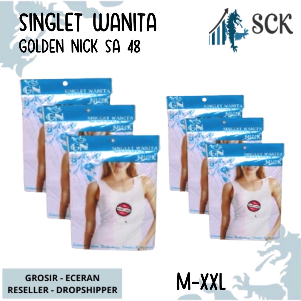 Singlet Wanita GOLDEN NICK SA 48 Katun / Singlet Wanita SA48 / Singlet Putih Polos Basic Casual - sckmenwear GROSIR