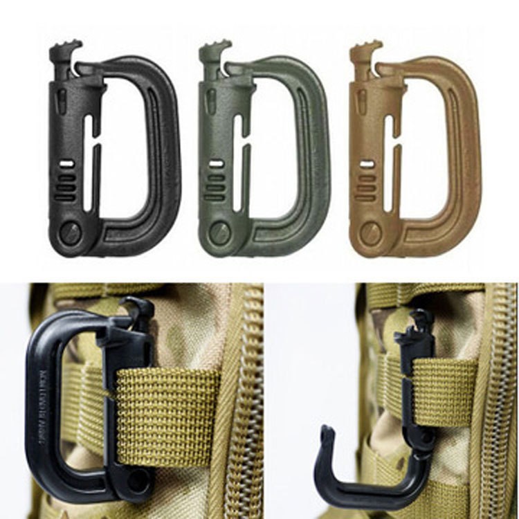 Camp Shackle Bag Tactical D-Lock Gantungan Hook Plasctic Shackle Carabiner D-ring Klip Snap Lock Multifungsi Outdoor Portable Alat Gesper Gunung