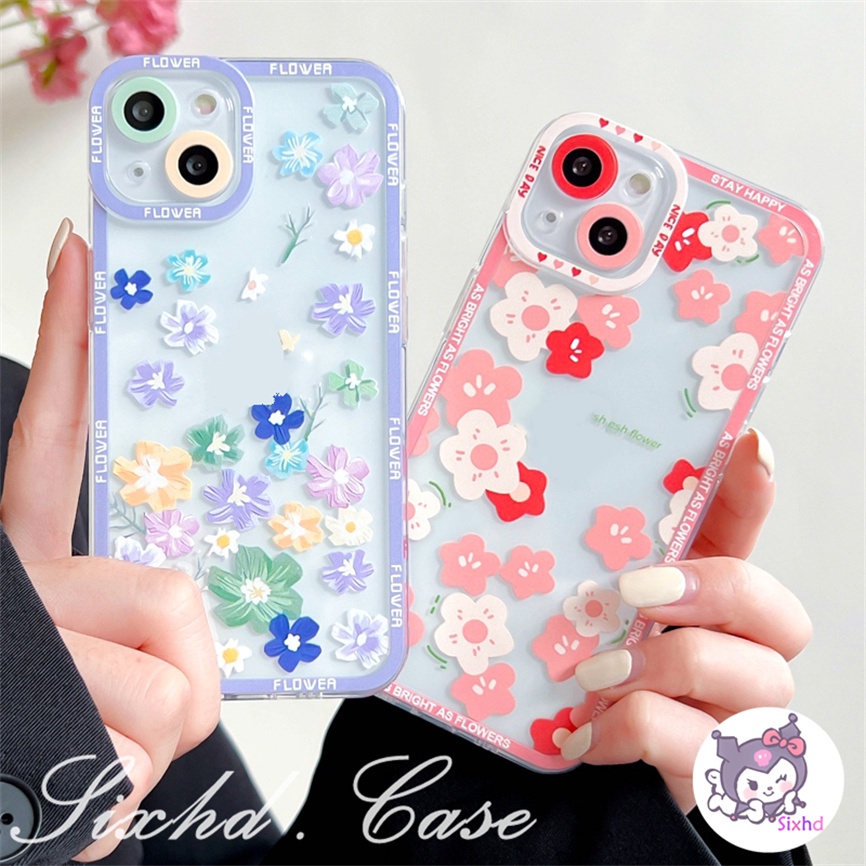 Redmi 12C 10C 10A 10 Note12 11 11s 10 9 8 7Pro 9T 9C 9A 9 A1 Xiaomi 12 11 Lite 11T 10T Poco F3 M3 M4 F3 X3 X4Pro Ins Sederhana Bunga Pasangan Silicon Phone Case Lembut TPU Sarung