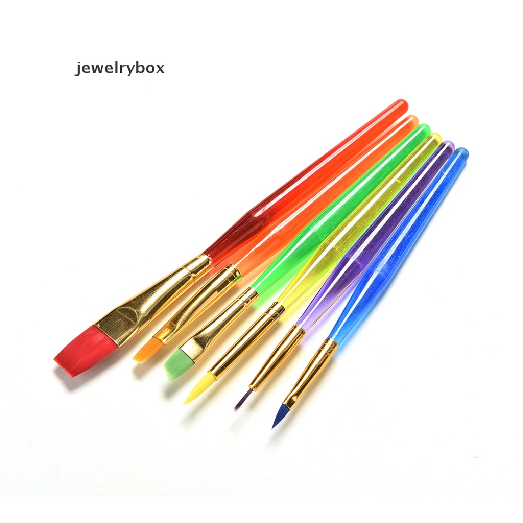 [jewelrybox] 6pcs/set Kuas Cat Set Gagang Nilon Baru Brush Kid Watercolor Drawing Paing Boutique