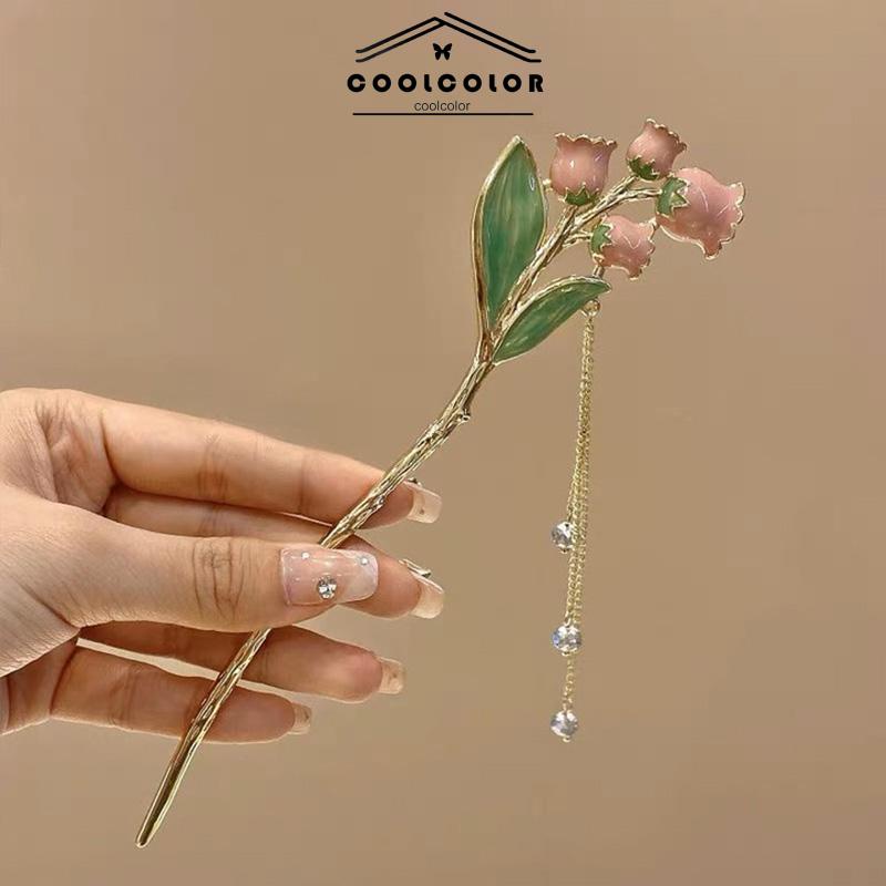 COD❤️Jepit Rambut Mutiara Rumbai Metal Orchid Design Simple Ceruk Aksesoris Fashion- cl