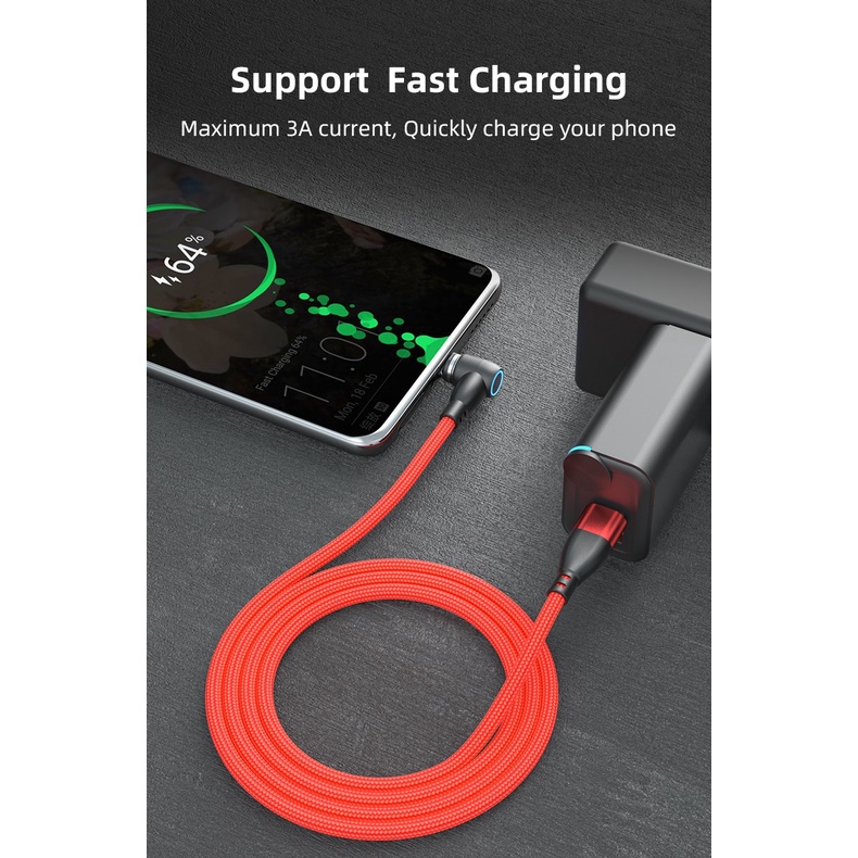 Kabel Data Hisap Magnet Siku 3A Magnetic Suction 5A Fast Charging Cable Kabel Transfer Data Android Type-c Kabel Cas