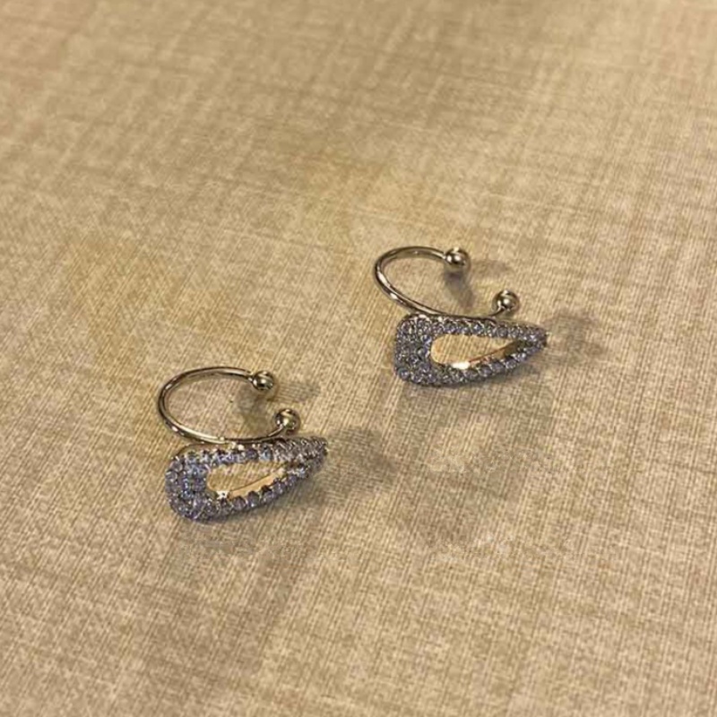 Roselife 1 Pc Halus s925 Perak Bersinar Kristal Pin Kecil Klip Anting-Anting Untuk Wanita Perempuan Korea Non Piercing Zirkon Manset Anting-Anting Perhiasan Aksesoris