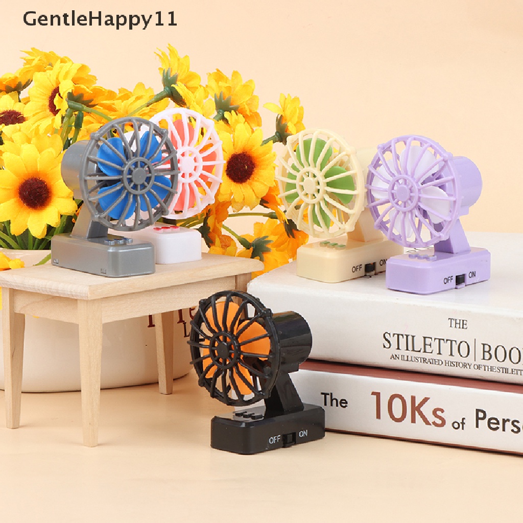 Gentlehappy1:12rumah Boneka Miniatur Kipas Angin Desktop Kipas Angin Listrik Dapat Diputar Furniture Decor Mainan id