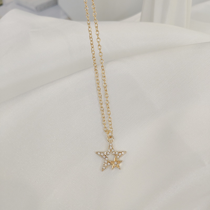 Fashion Pentagram Liontin Kalung Guardian Unik Bintang Kalung Rantai Tulang Selangka Untuk Perhiasan Wanita
