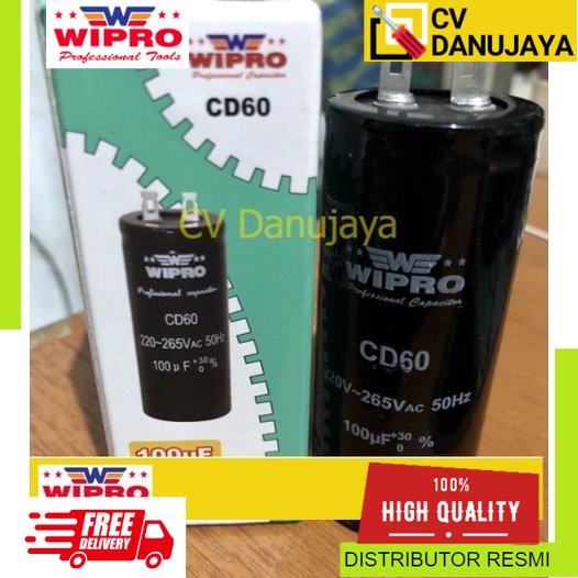Capasitor 100 uf WIPRO Kapasitor Dinamo Motor Penggerak Generator Starting Capacitor 100uf mikro