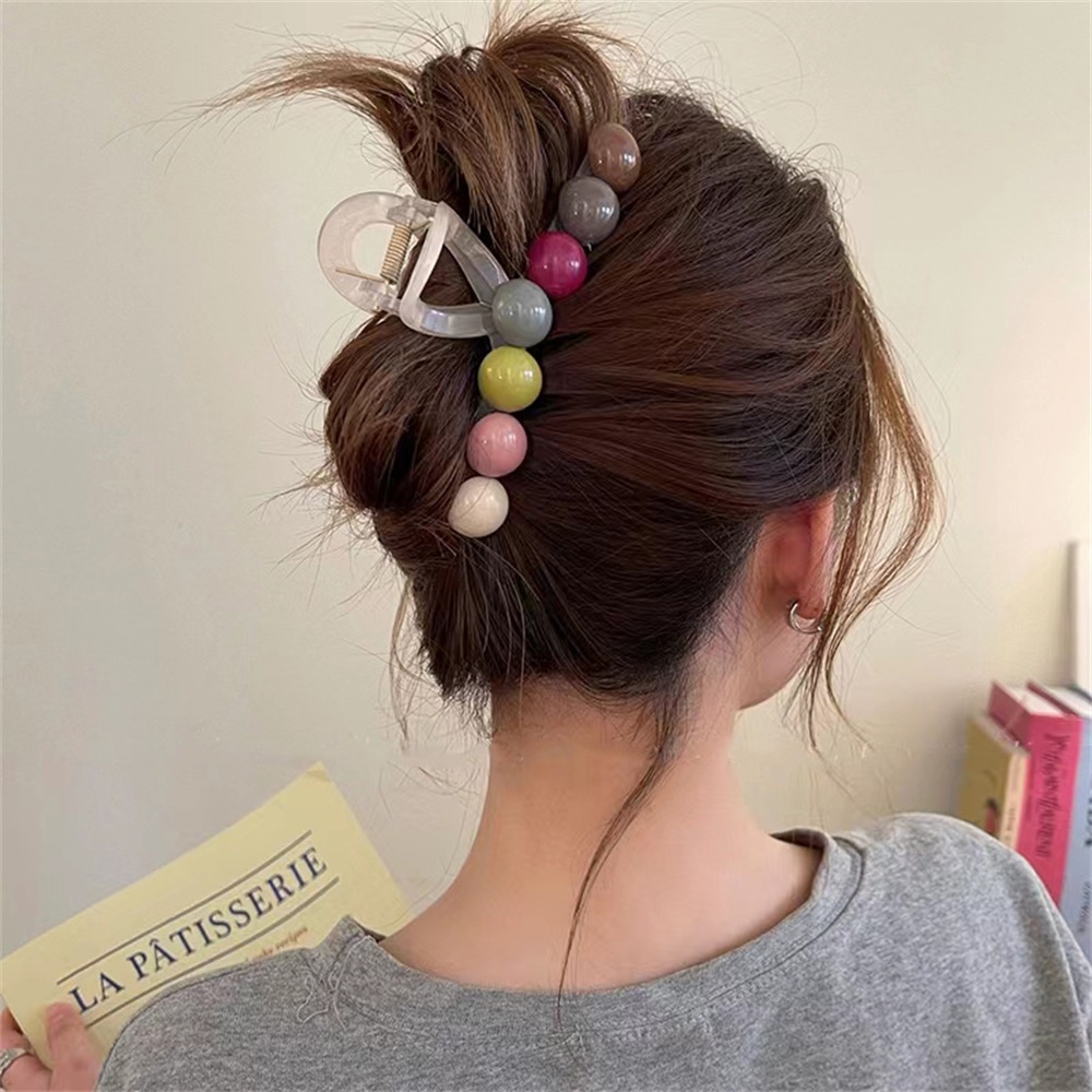 Musim Panas Trendy Manik-Manik Pelangi Jepit Rambut Ukuran Besar Hair Clip Hiu Klip Untuk Wanita Aksesoris Rambut