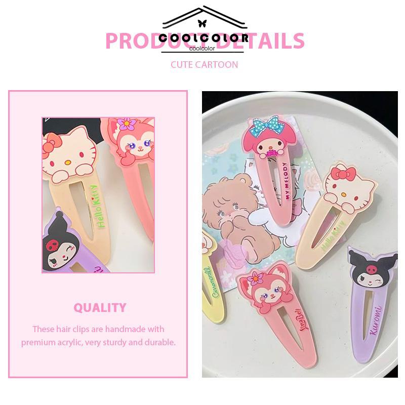 COD❤️Jepit Rambut Wanita Hiasan Kepala Sweet Kitty Cat Cinnamoroll Mainan Anjing Untuk Anak Perempuan Melody Duckbill Klip Samping- cl
