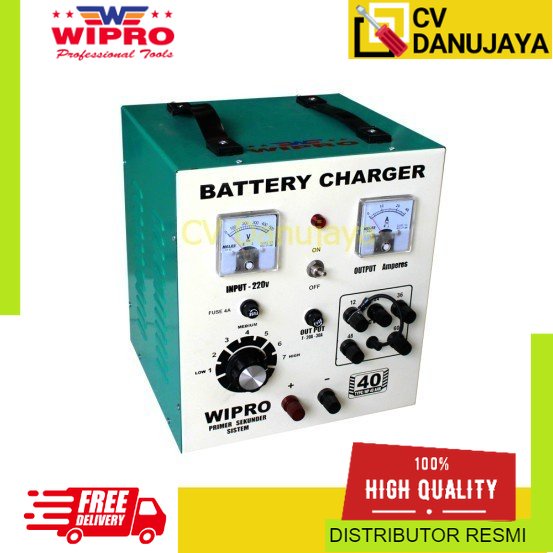 BATTERY Batrai Ces Aki CHARGER ACCU 40A 40 Ampere Amp WIPRO WP 40A AHR/Charger Aki Wipro