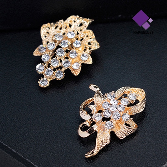 &lt; Naiveblues &gt; 12 Pcs Wanita Berlian Imitasi Berongga Bunga Kupu-Kupu Bridal Lapel Bros Pin