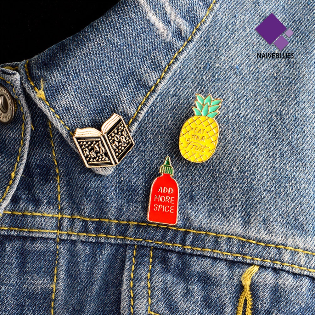 &lt; Naiveblues &gt; Mode Nanas Bumbu Toples Buku Komik Bros Jaket Tas Lencana Dekorasi