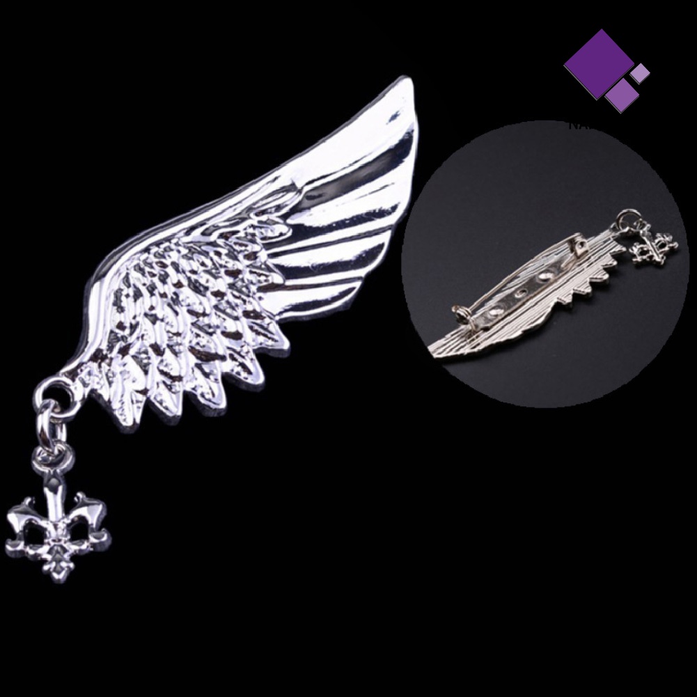 &lt; Naiveblues &gt; Retro Alloy Bentuk Sayap Tunggal Bros Pin Perhiasan Decor Pakaian