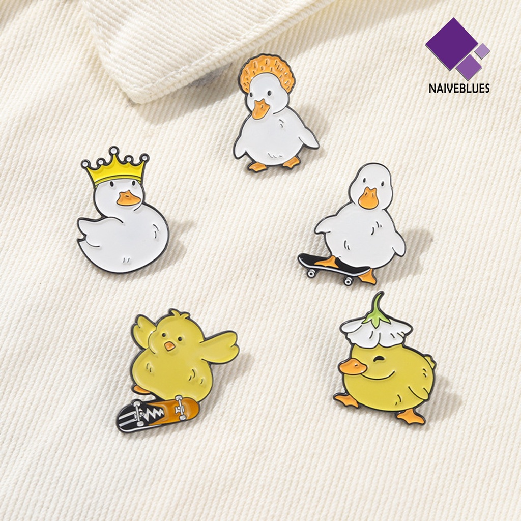 &lt; Naiveblues &gt; Kartun Bros Lucu Bebek Putih/Kuning Bros Alloy Elegan Kostum Aksesoris Hewan Enamel Bros