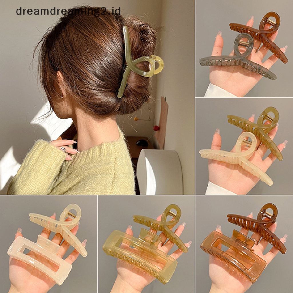 (dream) Hair Claw Jepit Rambut Wanita Gadis Transparan Hairin Oversize Ponytail Claw Clips Crab Aksesoris Rambut Hiasan Kepala//