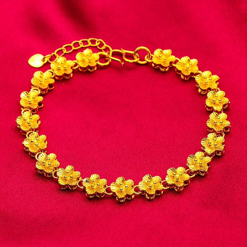 Goldkingdom Perhiasan Fashion Aksesoris Bangkok 24K Ready Stock Gelang Strawberry Gelang Bunga Lady Murah Dan Bisa Grosir