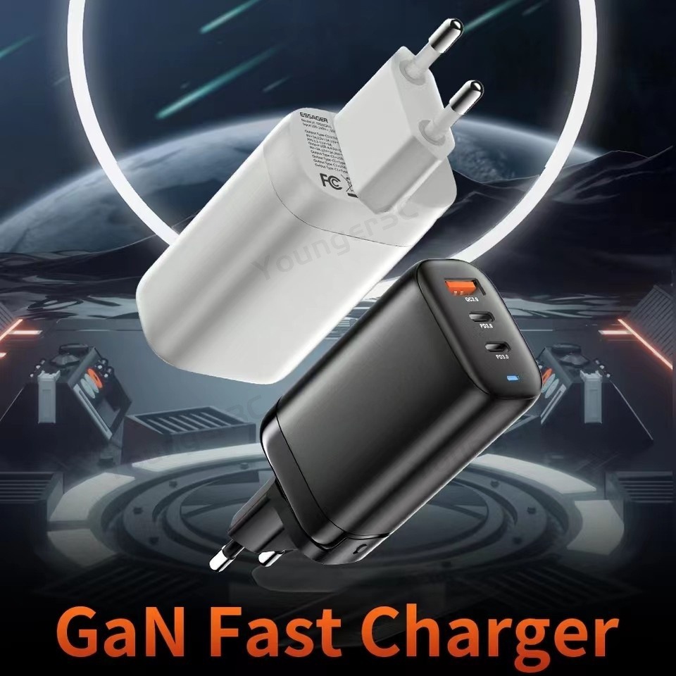 Steker Switching Gratis 65W GaN Charger QC3.0+2PD Fast Charging Charger Untuk ios Android Tipe C Charger Laptop Adaptor Komputer