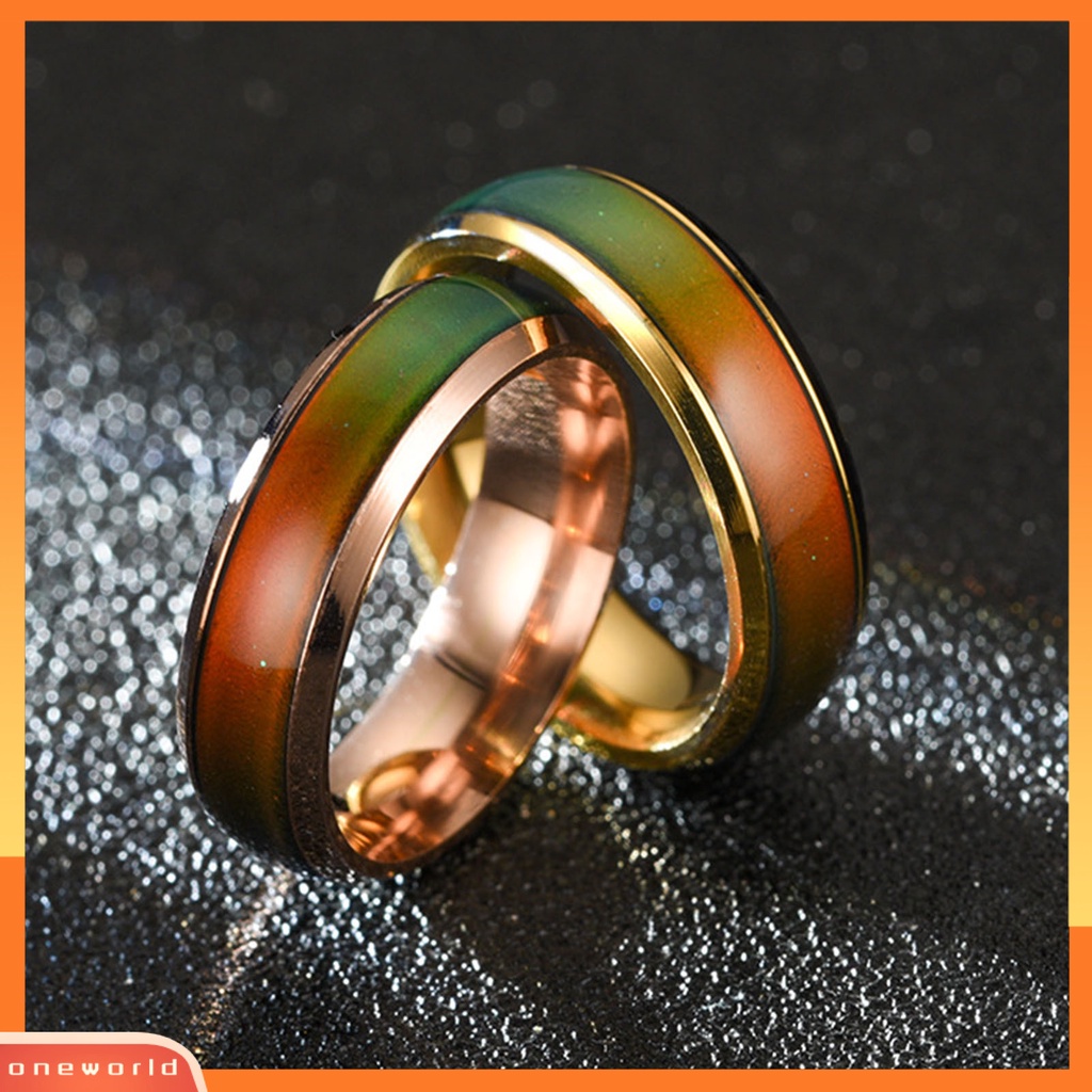 [EONE] Cincin Couple Berubah Warna Electroplating Temperature Sensing Sealing Glaze Hadiah Anniversary Bebas Alergi Tidak Luntur Suhu Klasik Mood Ring Untuk Pakaian Sehari-Hari