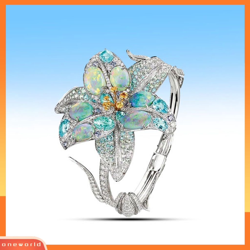 [EONE] Wanita Cincin Vintage Oval Imitasi Opal Geometris Bersinar Anti Luntur Dekorasi Hadiah Anniversary Wanita Dua Warna Bunga Pesta Cincin Perhiasan Untuk Pacar