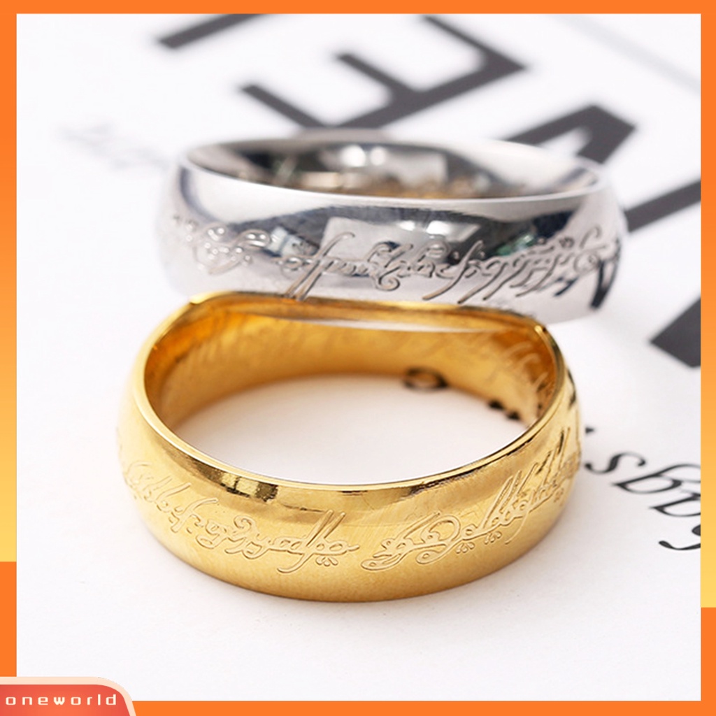 [EONE] Jari Cincin Poles Kilau Terang Indah Ukiran Geometris Anti Luntur Eropa Amerika Hitam Emas Perak Pria Cincin Perhiasan Aksesori