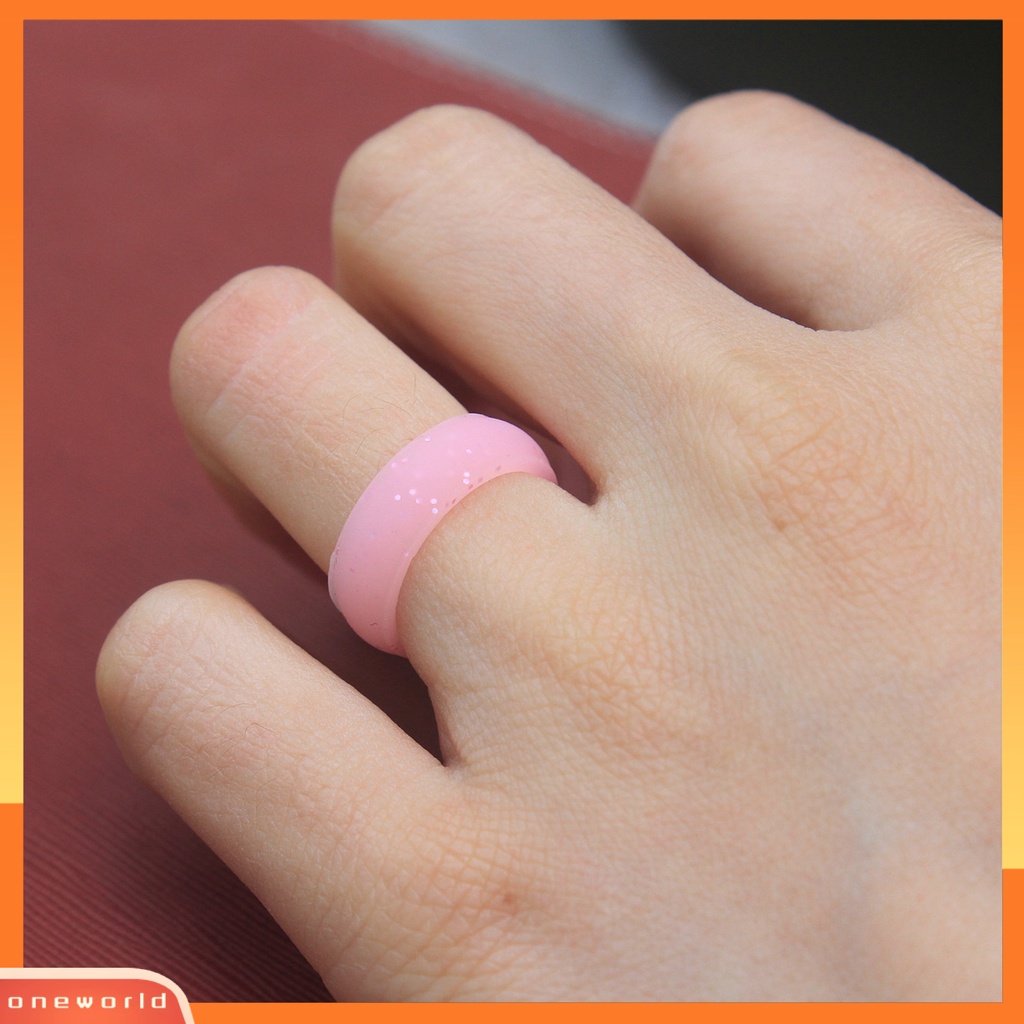 [EONE] 10pcs Cincin Couple Cantik Serbaguna Fleksibel Halus Hias Silikon Flash Powder Women Ring Daily Use