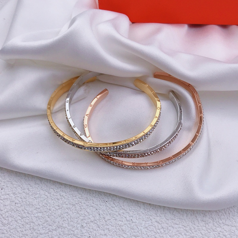 GROSIR Gelang bangle ful zircon titanium stainless steel 316L import berkualitas anti karat bisa bayar di tempat COD