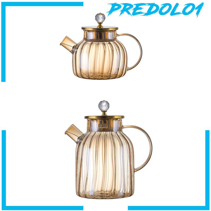 [Predolo1] Gelas Air Pitcher Stripe Style Milk Jug Pitcher Kopi Tahan Lama Dengan Filter
