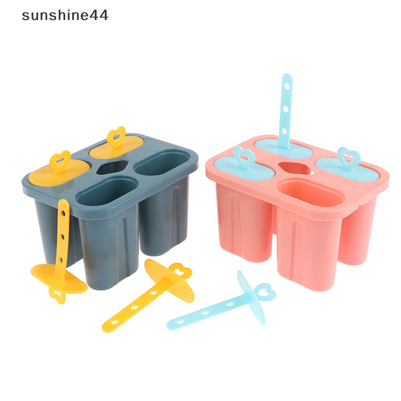 Sunshine Cetakan Es Krim Frozen Plastik Juice Popsicle Maker Lolly Mould 4sel ID