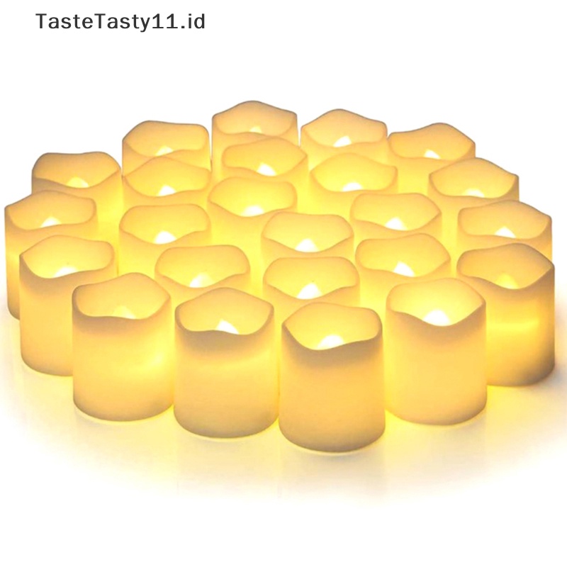 Tastetasty 24Pcs/Set Flameless Led Creative wishing Led Tea Light Warm White Flameless Lampu Dekorasi Natal Halloween.