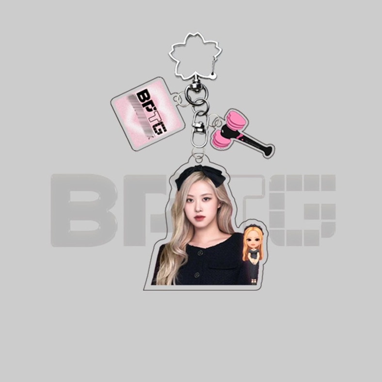 1pc Gantungan Kunci Akrilik BPTG Hitam-PINK Blackpink THE GAME Key Ring Gantung Blackpink