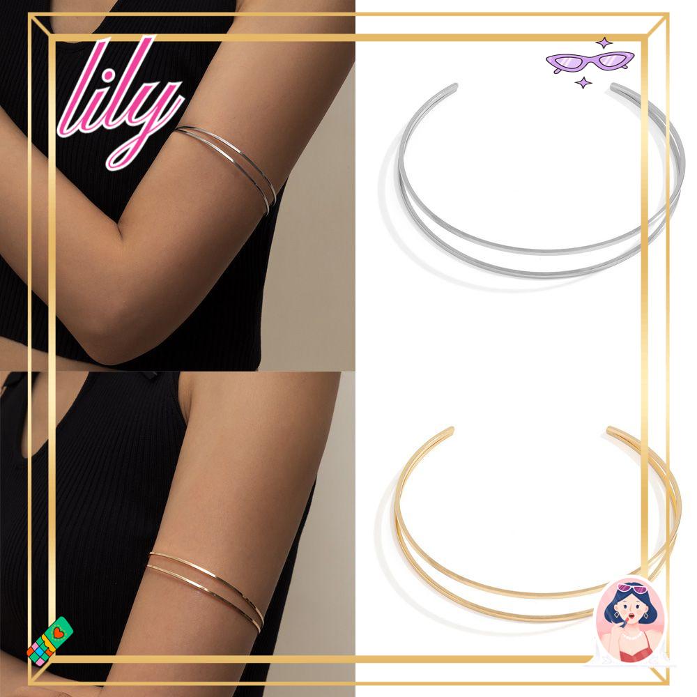 Lily Gelang Hadiah Punk Ganda C-shaped Berlebihan Bentuk Geometris