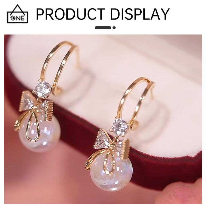 COD❤️Anting pin perak 925 dengan mutiara putri duyung keanggunan dan kesederhanaan Prancis-A.one