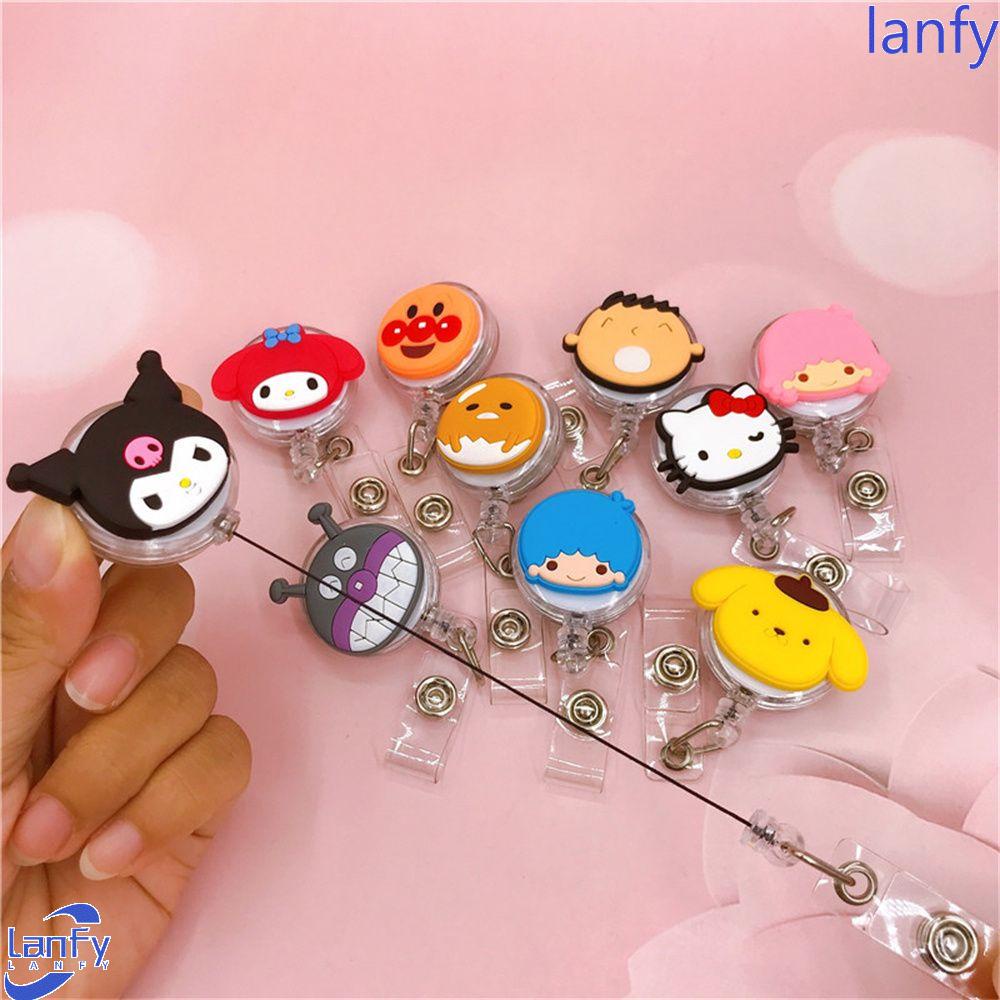 Lanfy Retractable Badge Reel Lucu Perlengkapan Kantor Name Tag Anime Kartun Card Holder Name Card Holder