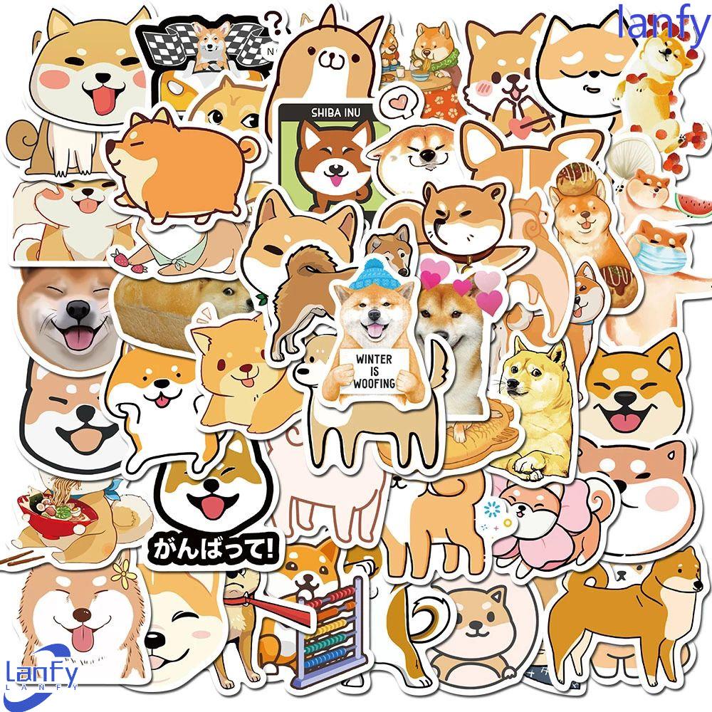 Lanfy Jepang Shiba Inu Anjing Stiker Lucu Ponsel Dekorasi Helm Gitar Stiker Koper Laptop Stiker Alat Tulis Stiker Hewan