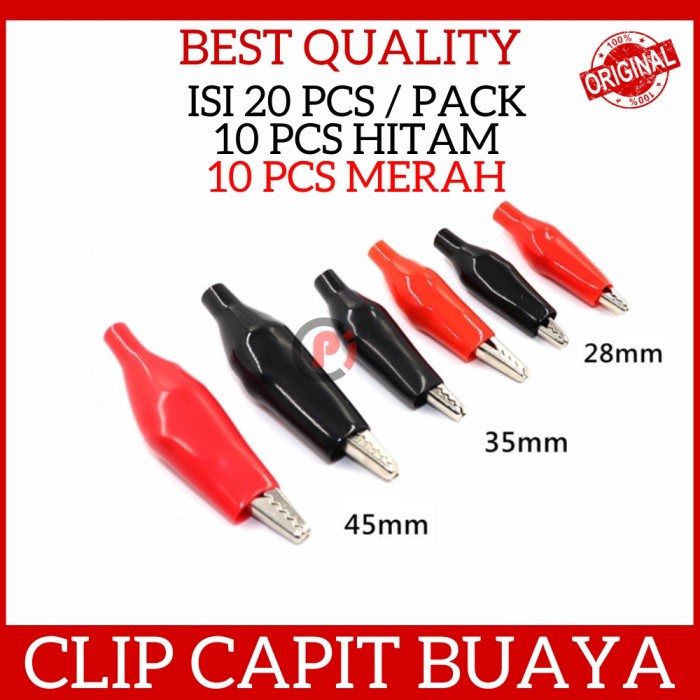 Isi 20Pcs Clip Capit Jepit Buaya Lapis Karet Untuk Praktek Elektronika