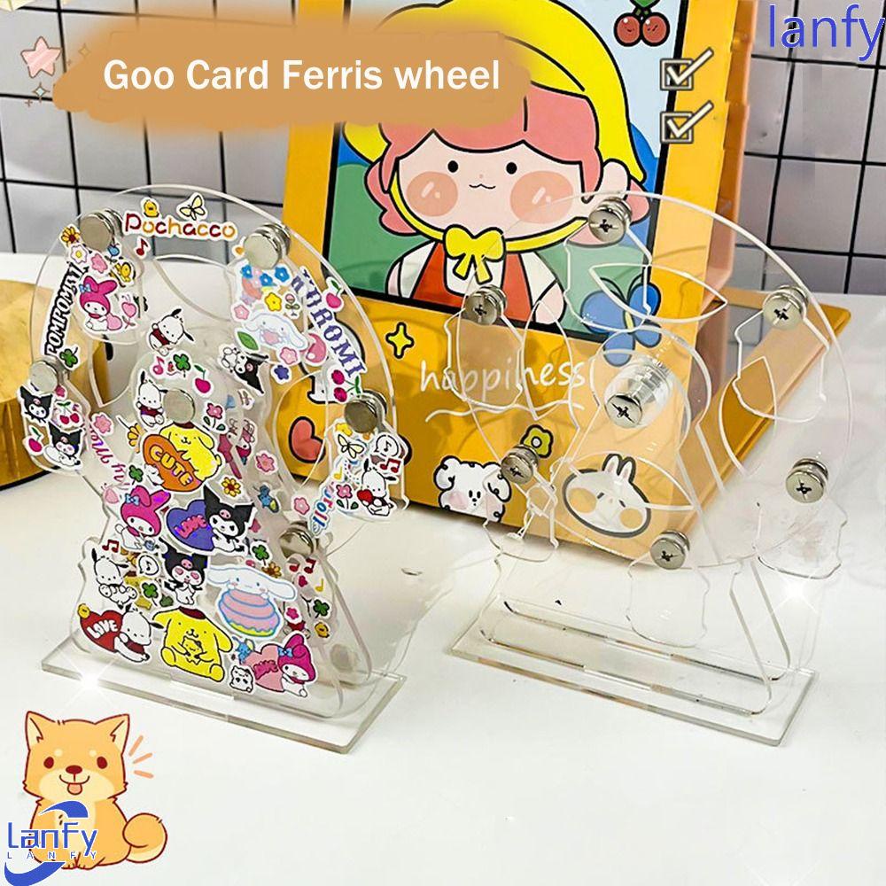 Lanfy Goo Card Ferris wheel Rotatable Transparan Hand Akun Stationery Hiasan Meja Bingkai Foto Idol Photocard Bata