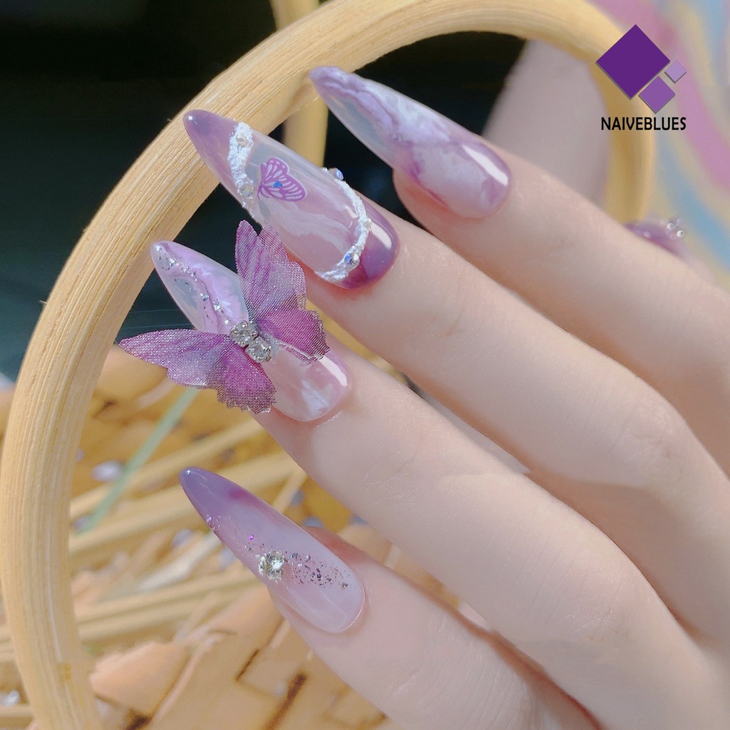 [naiveblues] 6pcs Dekorasi Kuku 3D Tampil Realistis Warna Vibrant Efek Visual Kuku Aplikasi Dapat Dilepas