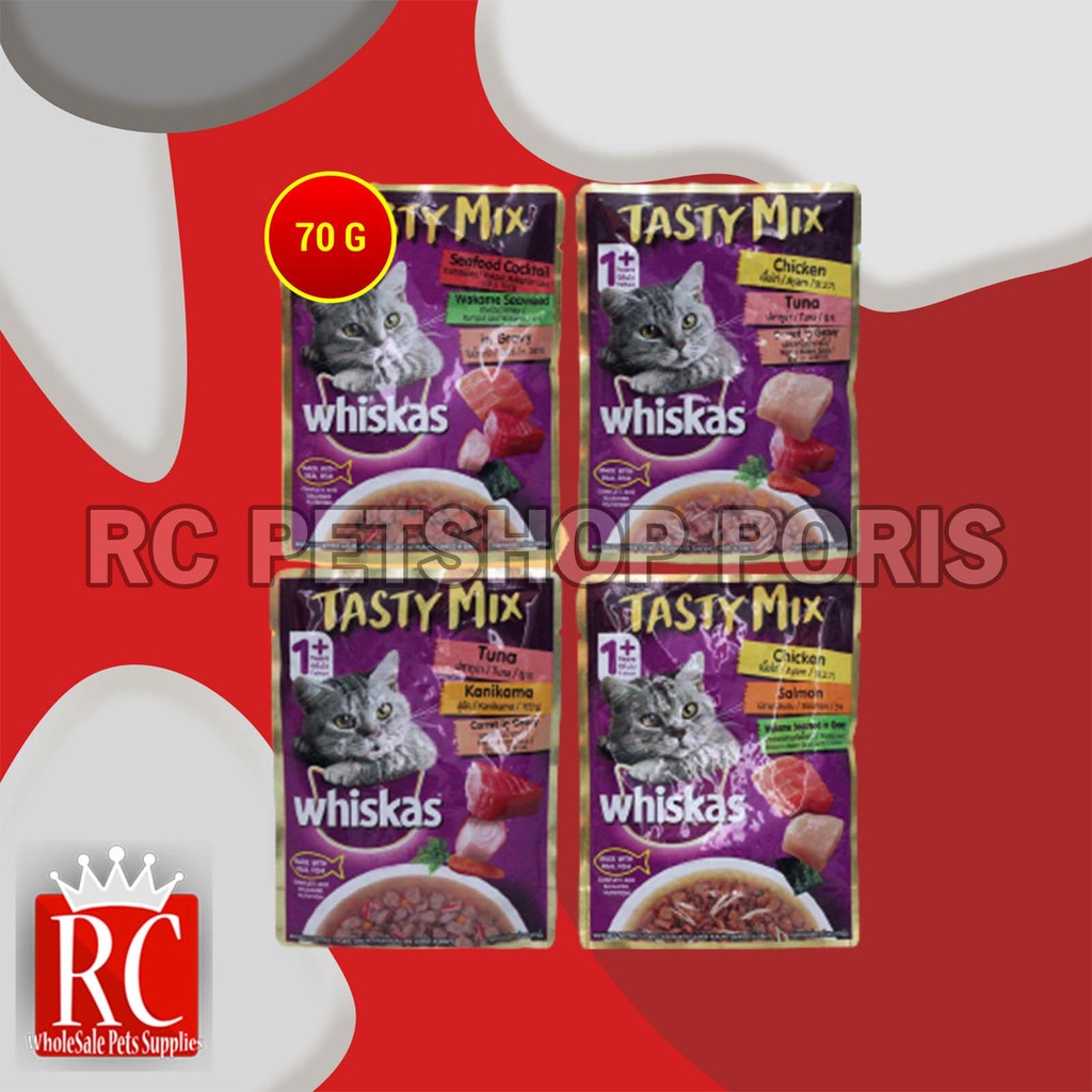 Whiskas Tasty Mix Wet Food Makanan Kucing Basah Pouch 70 Gram