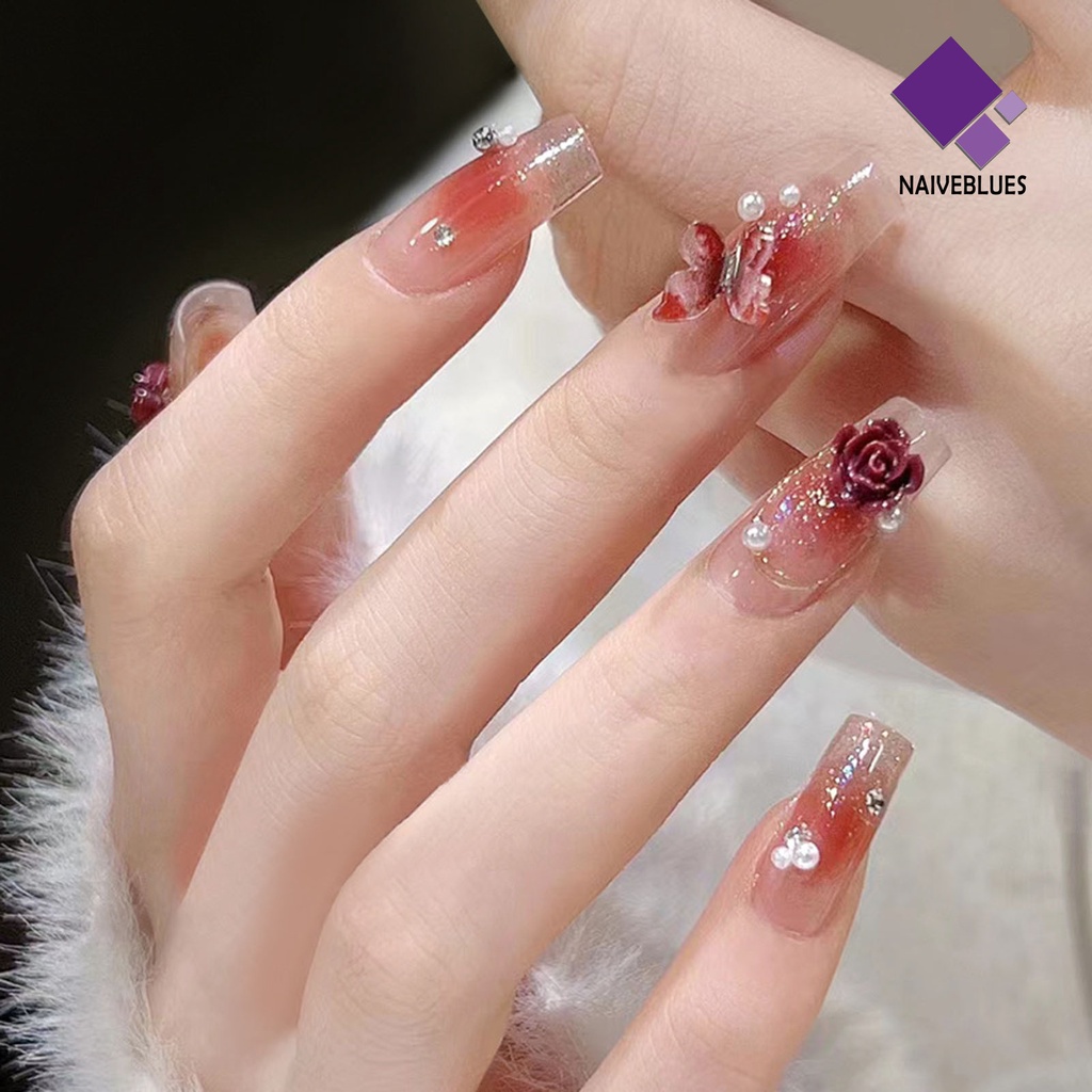 [naiveblues] 1kotak Pesona Nail Art Berkilauan Retro Mudah Tempel Mempesona Visual DIY Resin