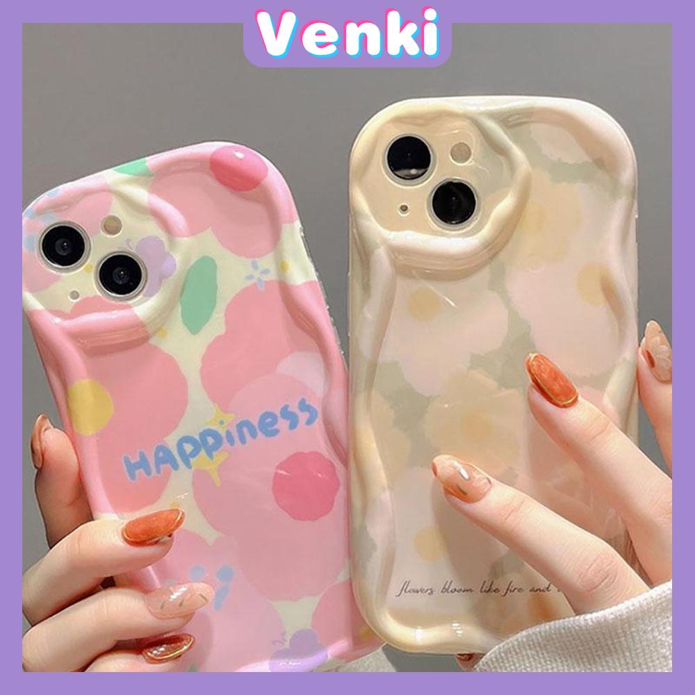 VENKI - For iPhone 11 iPhone Case 3D Curved Edge Wave Clear Case TPU Airbag Shockproof Camera Cover Cute Flowers Compatible For iPhone 14 13 Pro max 12 Pro Max 11 xr xs max 7 Plus