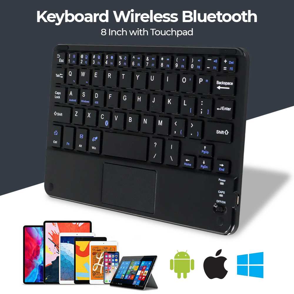 Afzaltronik Keyboard Wireless Bluetooth 8 Inch with Touchpad
