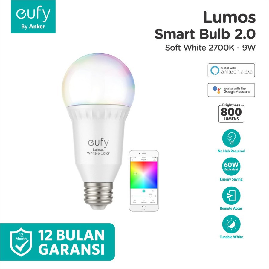 Lamp Eufy Lumos Smart Bulb 2.0 Lite -White &amp; Color - T1018